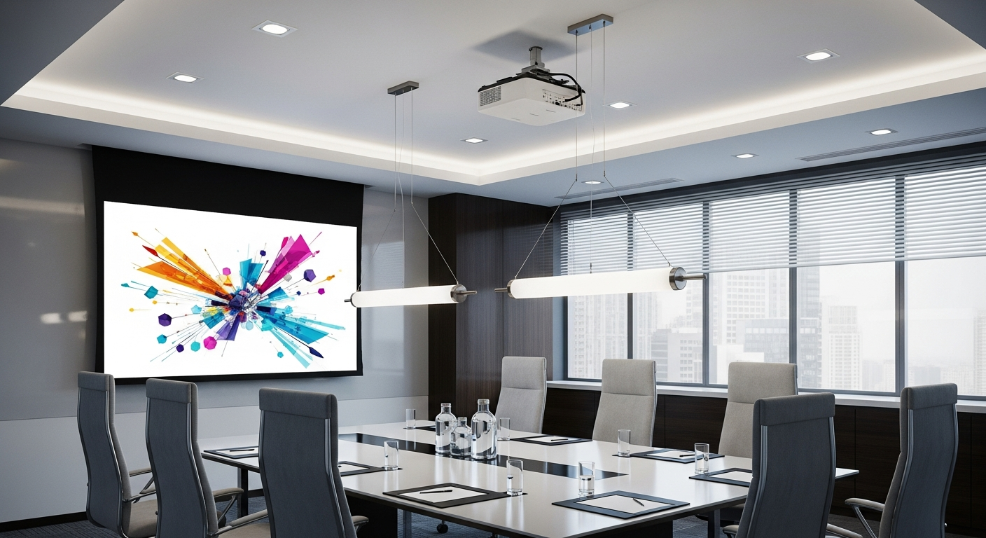 Projector Service Room Solution AV | Projector Screens in Mumbai – Motorized & 4K Screens